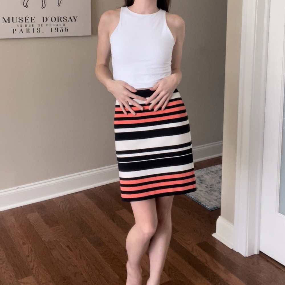 Ann Taylor - Salmon and Navy striped skirt